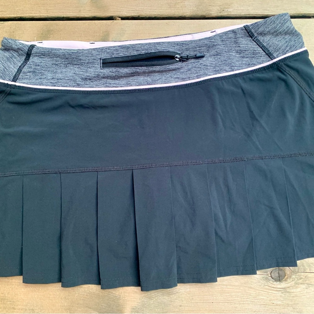 Lululemon Speed Skirt Black / Heathered Grey (Coal/Pink Mist) Pleated Sz 8 - Picture 9 of 9
